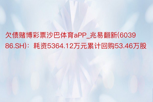 欠债赌博彩票沙巴体育aPP_兆易翻新(603986.SH)：耗资5364.12万元累计回购53.46万股